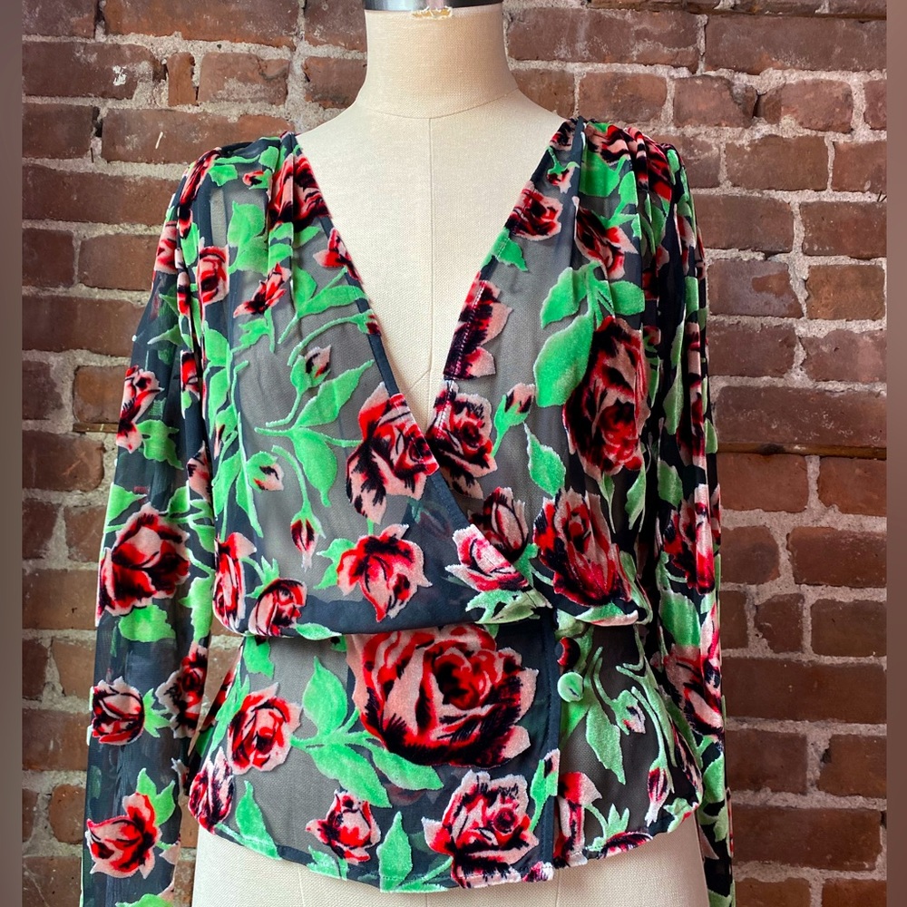 Kooples blouse in size 2. Velvet burnout.